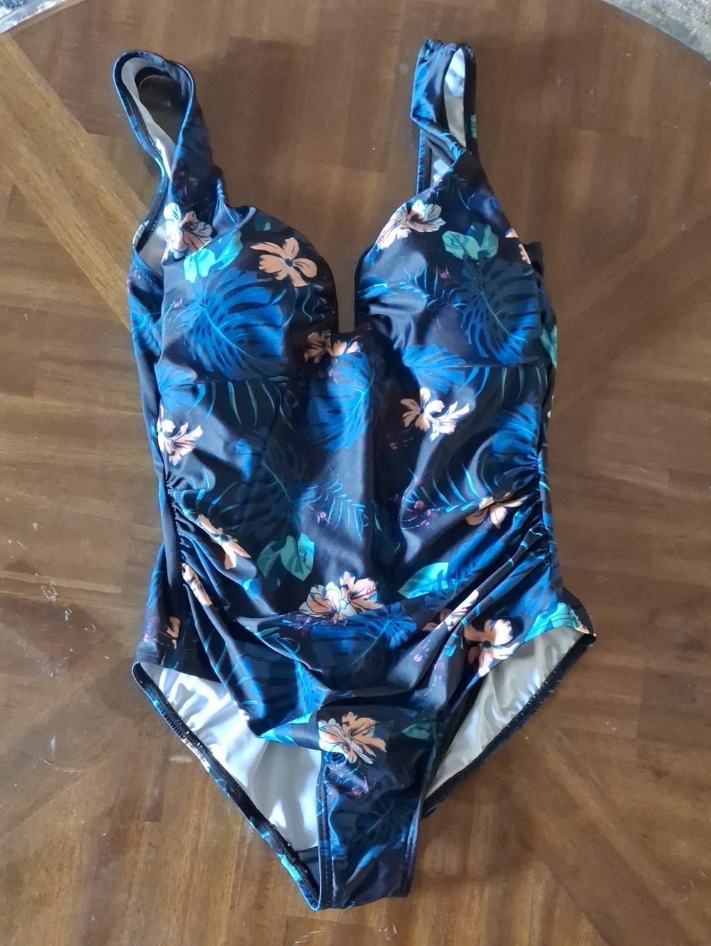 Carribean Sand Navy Tropical Floral One-Piece Swimsuit